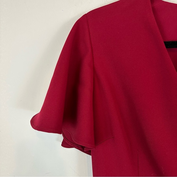 Alex Marie | Red Flutter Sleeve Tie Waist Formal Jumpsuit Size 6 - Picture 3 of 7